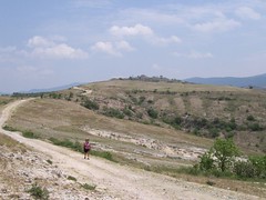 Nancy walking back from the ruins of Cerro de la Campana
